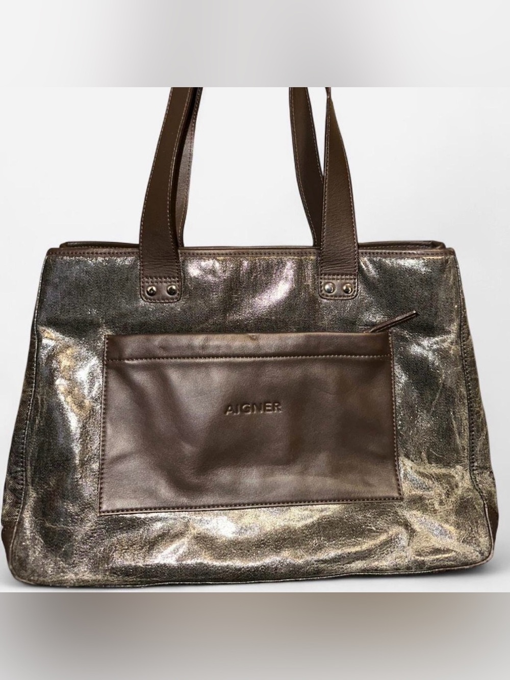 Etienne Aigner Metallic Brown and Pewter  Tote